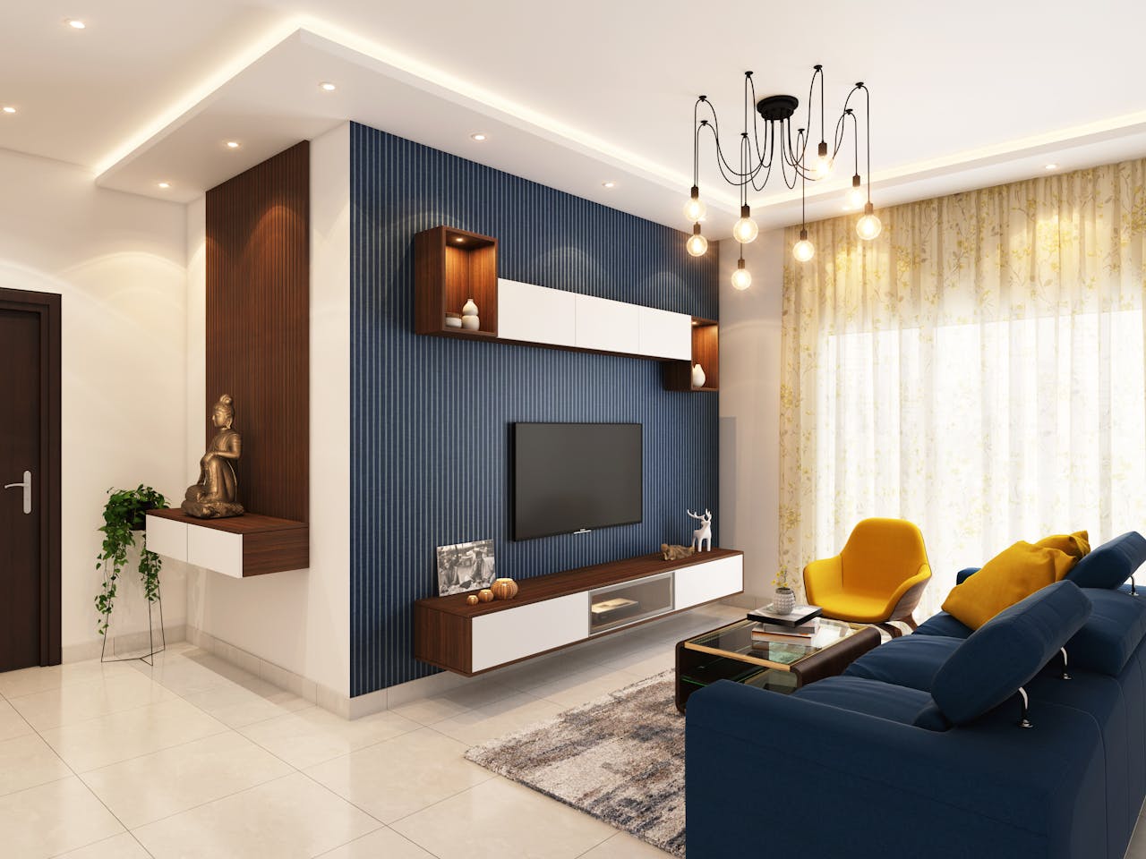 about-02 Contemporary and cozy living room interior with elegant decor in Bangalore.